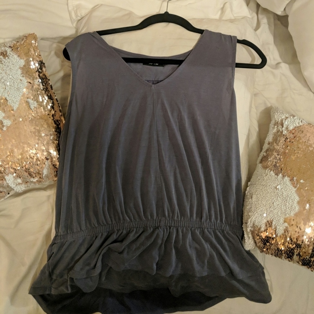 Apt. 9 Grey Blue Ruffle Blouse, Size L- Soft!